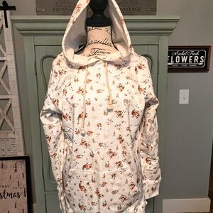 AMPERSAND AVE Floral Hoodie - Cream and Orange